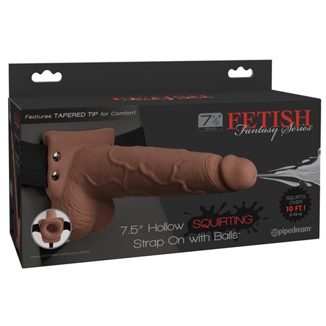7.5 HOLLOW SQUIRTING STRAP-ON WITH BALLS     